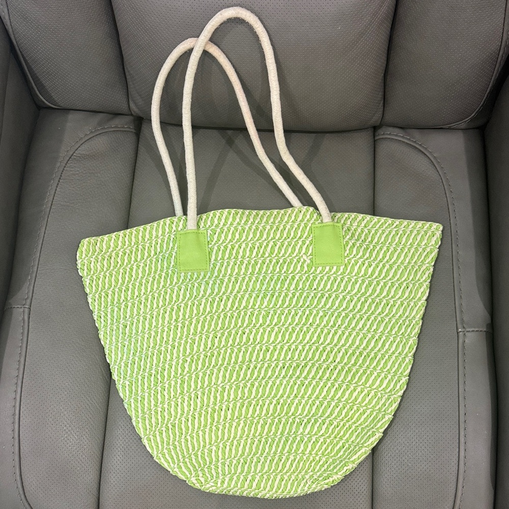 Green Woven Tote Bag